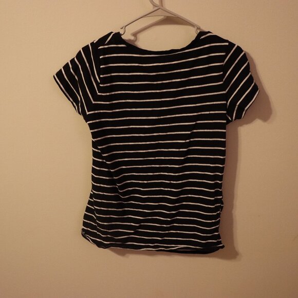 Bumpstart by Motherhood Maternity Black and white horizontal striped basic t, M - Picture 5 of 6